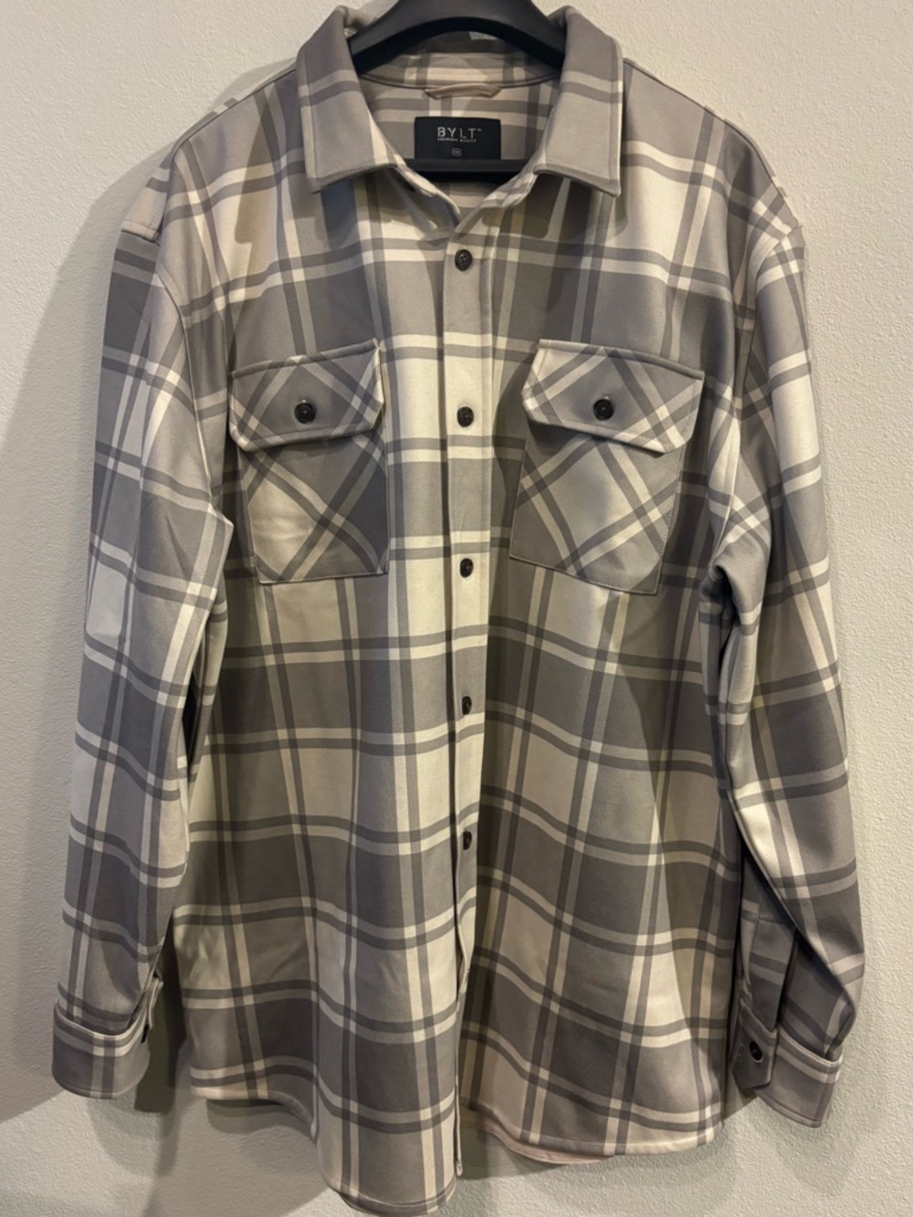 BYLT Basics Men’s Olive Plaid Coastal Overshirt Jacket Size XXL